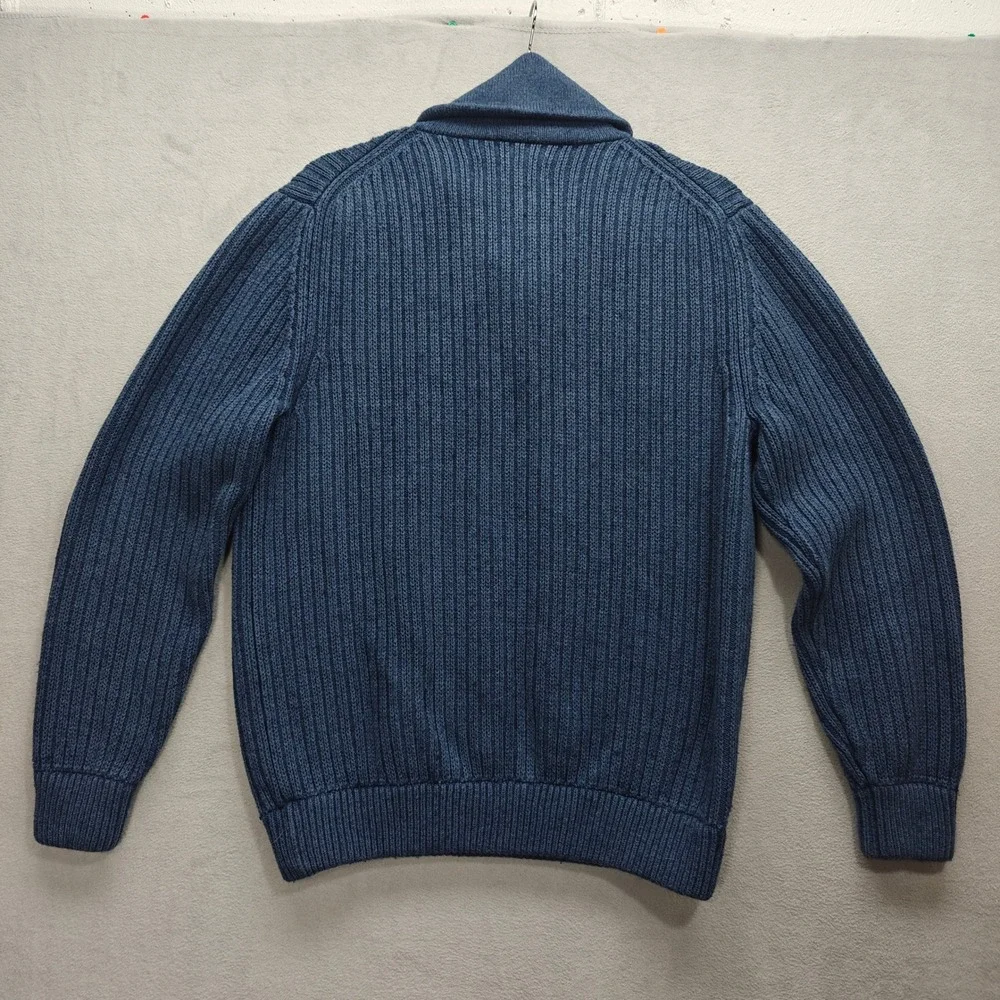 Duluth Trading Shawl Collar Sweater Mens M Ribbed Cotton Wool Blend Fisherman